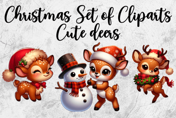 3 Christmas Reindeer Sublimation PNG for Illustrations