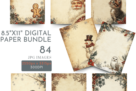 84 Christmas Digital Paper Bundle for Illustrations