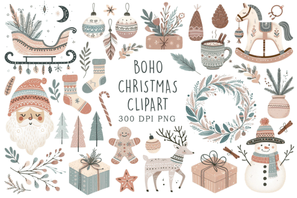 Boho Christmas PNG Clipart Bundle Review