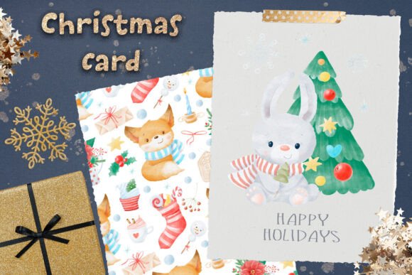 Christmas Bunny Postcard Png Review