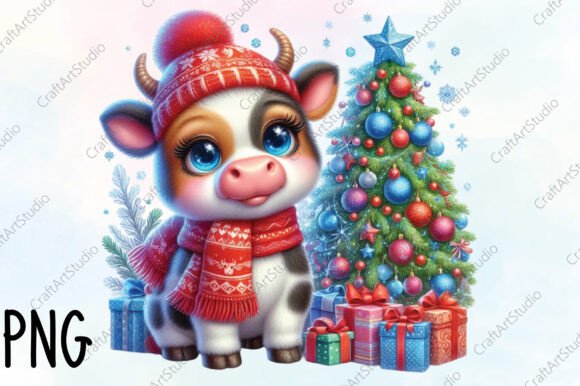 Christmas Cow with Tree Clipart: A Designer’s Review for Illustrations