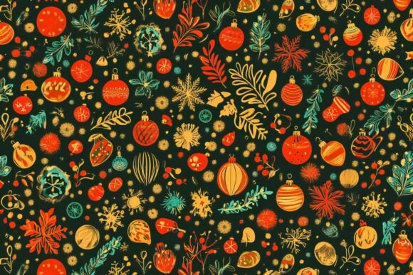 Christmas Digital Paper with Ornaments: A Publisher’s Review of Seasonal Illustrations