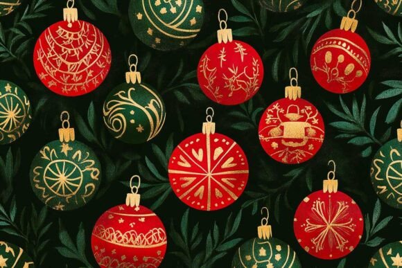 Christmas Digital Pattern Xmas Balls