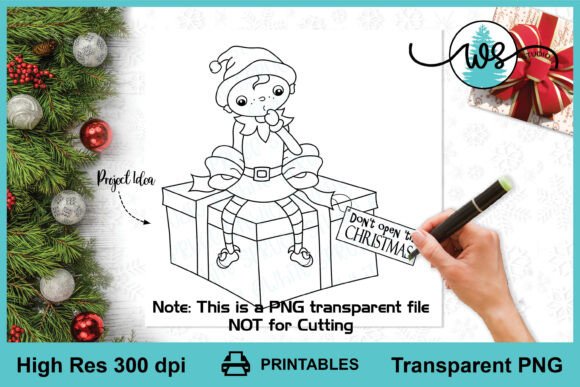 Christmas Elf Digital Stamp Printable