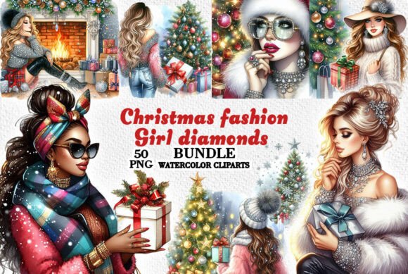 Christmas Fashion Girl Diamonds Png Illustrations Review