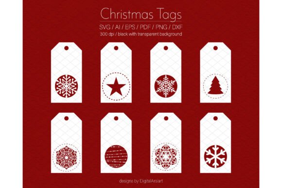 Christmas Gift Tags SVG Labels Vector in Illustrations