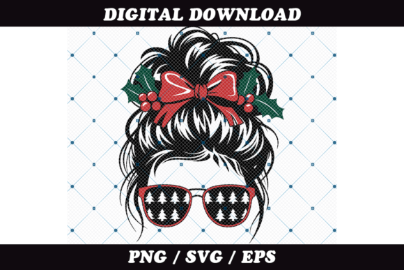 Christmas Hair Bun with Holly: Seasonal Illustrations for Editorial Use