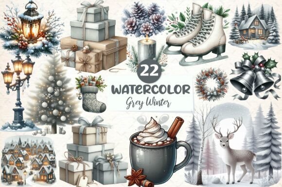 Christmas Warm Grey Winter Clipart