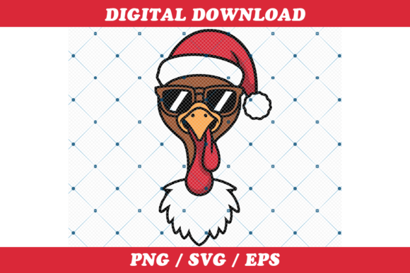 Cool Christmas Turkey Wearing Santa Hat