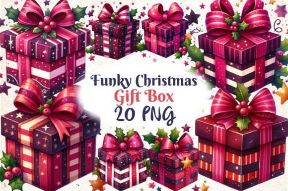 Funky Christmas Burgundy Gift Box: A Designer’s Review for Holiday Illustrations