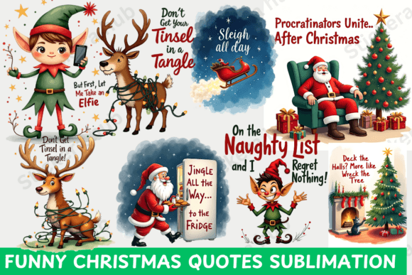 Funny Christmas Quotes Sublimation Illustrations Review