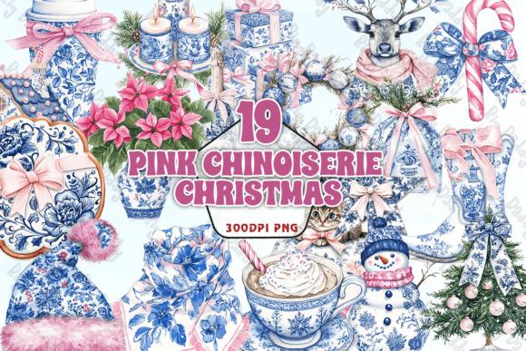 Pink Chinoiserie Christmas Clipart PNG: A Seller’s Review for Illustrations