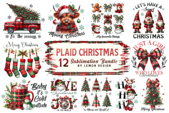 Plaid Christmas PNG Sublimation Bundle: A Designer’s Review for Illustrations