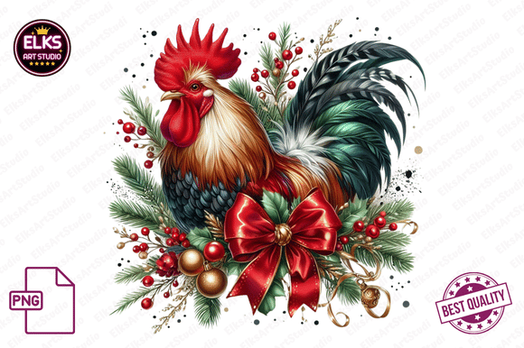 Review: Watercolor Christmas Chickens Clipart for Embroidery