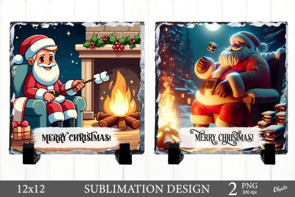 Santa Christmas Slate PNG. Smores, in Illustrations