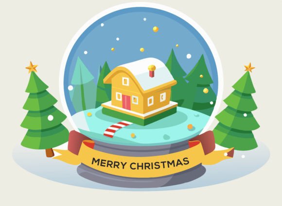Snow Globe with Christmas Tree Illustrations Review