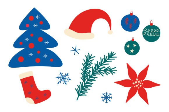 Vector Christmas Set with Winter Items: Illustrations for Modern Publishing