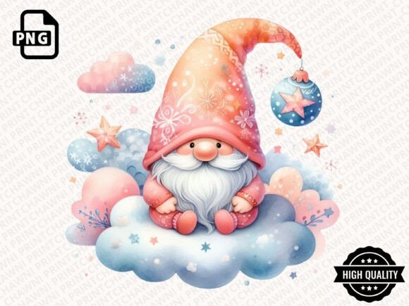 Whimsical Gnome Christmas Clipart PNG for Illustrations